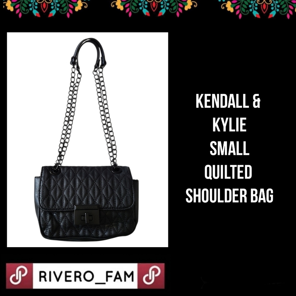 KENDALL & KYLIE | QUILTED SHOULDER/CROSSBODY WITH CHAIN STRAP | IN BLACK